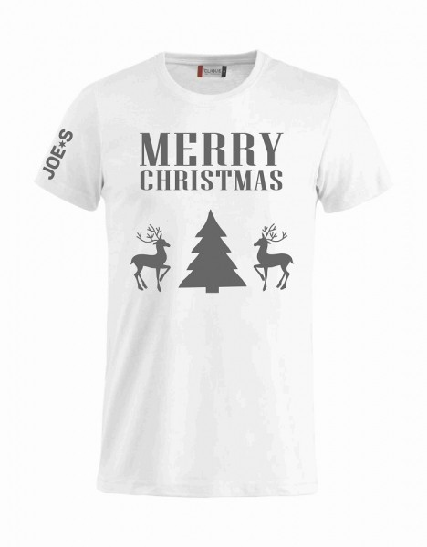 T Shirt Merry Christmas Rentier weiß-grau, günstig kaufen